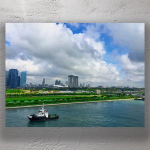 Singapore Skyline with Tugboat Marina Bay Sands and Cityscape Photo Download