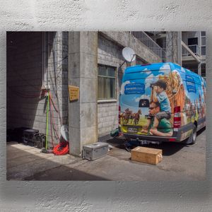 Behind the Scenes at the Races TV Broadcast Van and Equipment at a Horse Racing Event Photo Download
