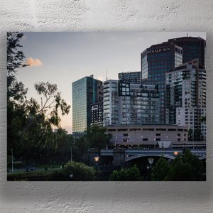 Melbourne City Skyline at Dusk Southgate and Herald Sun Building View Photo Download