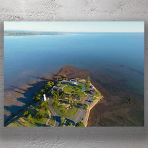 Aerial View of Cleveland Point Queensland Scenic Coastal Landscape with Lighthouse Photo Download