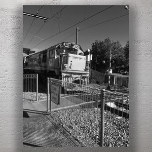 KiwiRail Train at Pedestrian Crossing in New Zealand Black and White Railway Photo Download