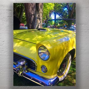 Classic Yellow Ford Thunderbird at Outdoor Car Show Vintage Convertible Beauty Photo Download