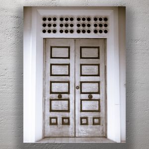 Vintage Wooden Double Doors with Geometric Panels Architectural Photography Photo Download