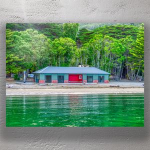 Scenic Days Bay Boathouse on Tranquil Green Waters New Zealand Landscape Photography Photo Download