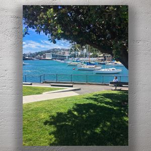 Scenic Waterfront View with Sailboats in a Vibrant Marina Relaxing Coastal Landscape Photo Download