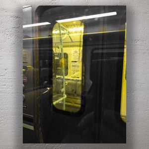 Moody Train Interior Reflected Through Rainy Window Photo Download