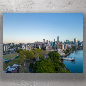 Brisbane City Skyline from Mowbray Park Stunning Riverfront Aerial View Photo Download