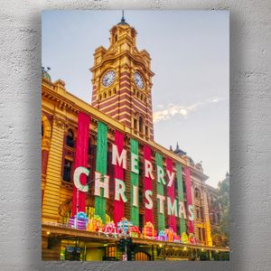 Merry Christmas at Flinders Street Station Melbourne Festive Holiday Decorations Photo Download