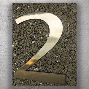Metal Number 2 on Terrazzo Wall Modern Architectural Detail Photo Download