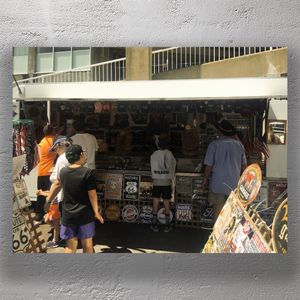 Vintage Memorabilia Stall at Classic Car Show Route 66 Collectibles and Retro Signs Photo Download