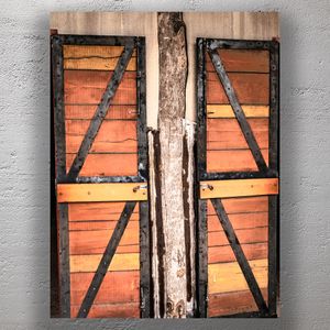 Rustic Barn Doors with Weathered Wood and Metal Accents Photo Download