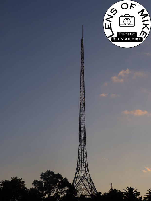 Melbourne Arts Centre Spire at Dusk Iconic Landmark Silhouette Photo Download