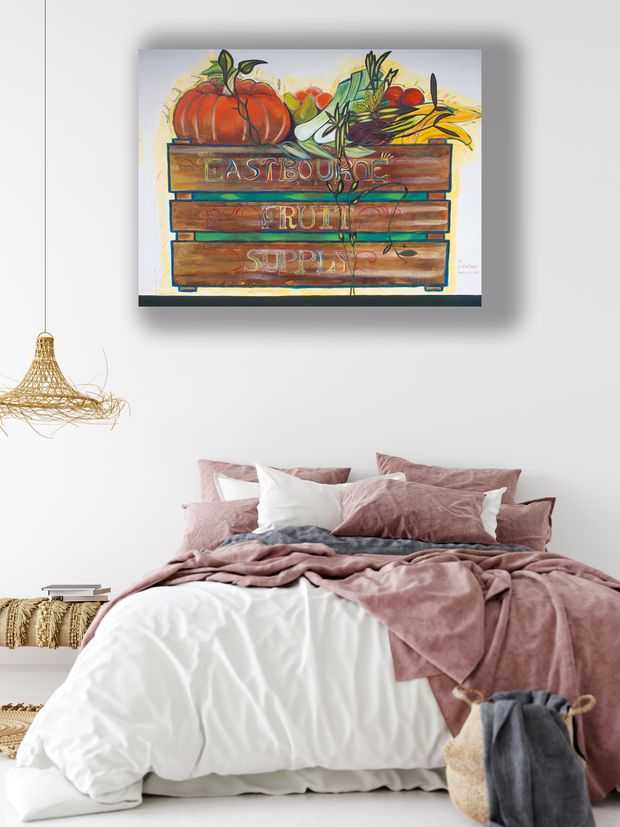 Vibrant Eastbourne Fruit Supply Mural Hand-Painted Wall Art Featuring Fresh Produce Photo Download