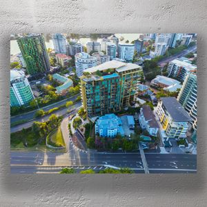 Aerial View of Kangaroo Point Brisbane Modern Skyline &amp; Riverfront Living Photo Download