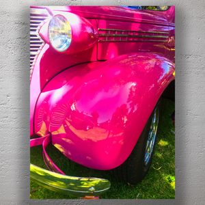Vibrant Hot Pink Classic Car Vintage Auto Beauty in Sunlight Photo Download