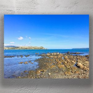 Rocky Shoreline and Blue Waters at Plimmerton Beach Wellington Coastline Landscape Photo Download