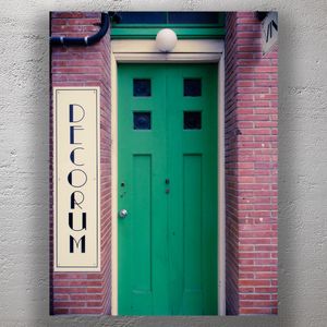 Vintage Green Door with Decorum Sign Urban Architectural Photography Photo Download