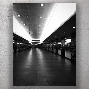 Dramatic Black and White Underground Walkway Urban Subway Architecture Photo Download