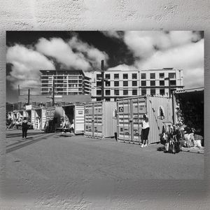Street Market Scene in Wellington New Zealand Urban Black and White Photography Photo Download
