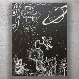 Cosmic Chalk Art Surreal Street Blackboard Drawing Photo Download