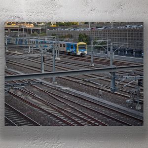 Melbourne Metro Train in Motion on Railway Tracks Urban Transport Photography Photo Download