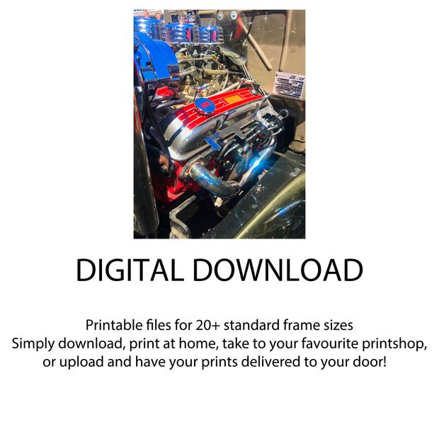 High-Performance Classic Car Engine with Chrome and Red Accents Vintage Hot Rod Motor Photo Download