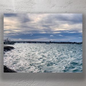 Windy Waterfront View of Tauranga Harbour with Bridge and Boats Photo Download