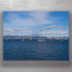 Boats Anchored in Tauranga Harbour with Port and Hills in Background Photo Download