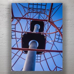 Modern Playground Climbing Net Structure Against Blue Sky Photo Download
