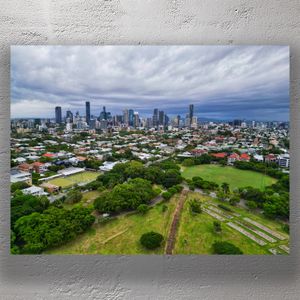 Stunning Aerial View of Brisbane City from New Farm Park Skyline and Greenery Photo Download