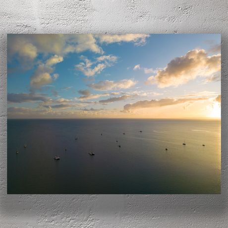 Peaceful Sunset Over Raby Bay with Anchored Yachts Tranquil Seascape Photo Download