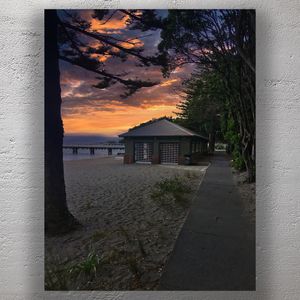 Sunset at Days Bay Lower Hutt Tranquil Beach Scene with Ocean Pier and Coastal Trees Photo Download