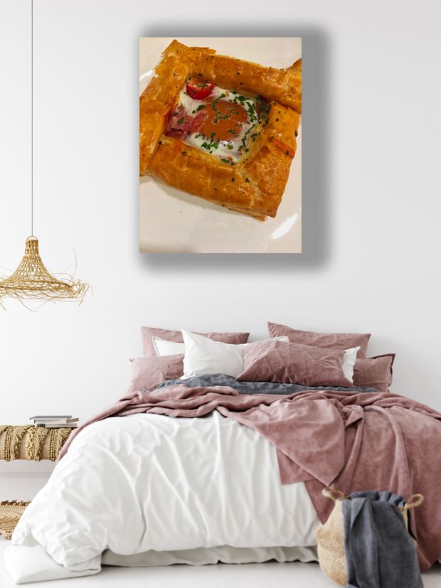 Delicious Egg and Bacon Puff Pastry Square Perfect Savory Breakfast Treat Photo Download