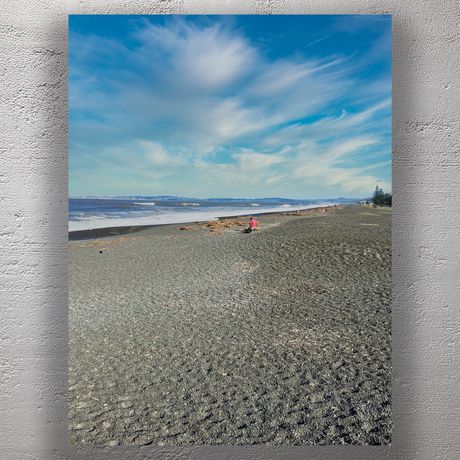 Peaceful Morning on Napier Beach with Dramatic Sky and Distant Hills Photo Download