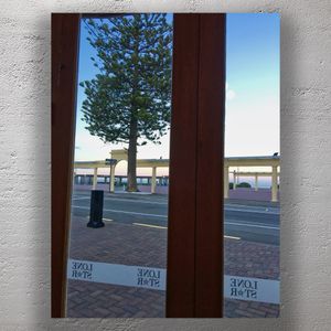 Art Deco Street View in Napier New Zealand with Norfolk Pine and Ocean Horizon Photo Download