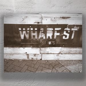 Historic Wharf Street Sign Rustic Urban Heritage Detail Photo Download