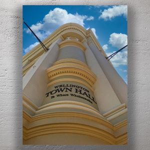 Wellington Town Hall New Zealand Historic Architecture Against a Vibrant Sky Photo Download