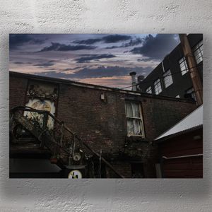 Abandoned Urban Stairway at Sunset Moody Brick Alley Architecture with Vintage Decay Photo Download