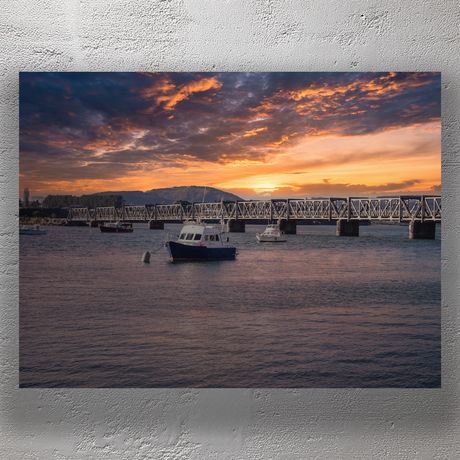 Sunset Boats by Tauranga Railway Bridge New Zealand Photo Download