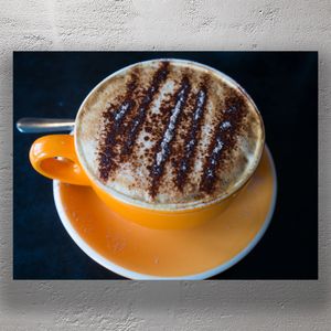Rich and Creamy Cappuccino in Vibrant Orange Cup Coffee Lovers Delight Photo Download