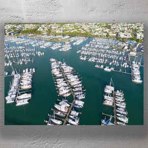 Aerial View of Manly Boat Harbour Brisbane Marina with Yachts and Waterfront Homes Photo Download
