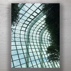 Modern Glass Ceiling Architecture Futuristic Greenhouse Design with Lush Foliage Photo Download