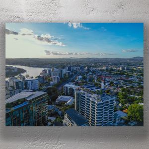 Stunning Aerial View of Kangaroo Point Brisbane at Sunset Cityscape &amp; River Scenery Photo Download