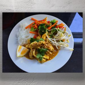 Chicken Satay with Peanut Sauce Noodles &amp; Fresh Veggies Photo Download