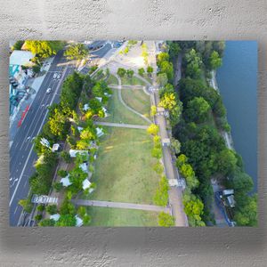 Aerial View of Kangaroo Point Cliffs Park Brisbane Scenic Green Space by the River Photo Download