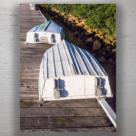 Upside Down Rowboats on Wooden Dock Photo Download