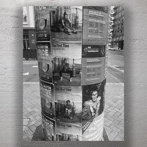 Street Poster Pillar in Wellington Showcasing Pride Events Theatre and Māori Art Photo Download