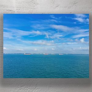 Singapore Strait Vibrant Blue Waters &amp; Shipping Vessels Photo Download