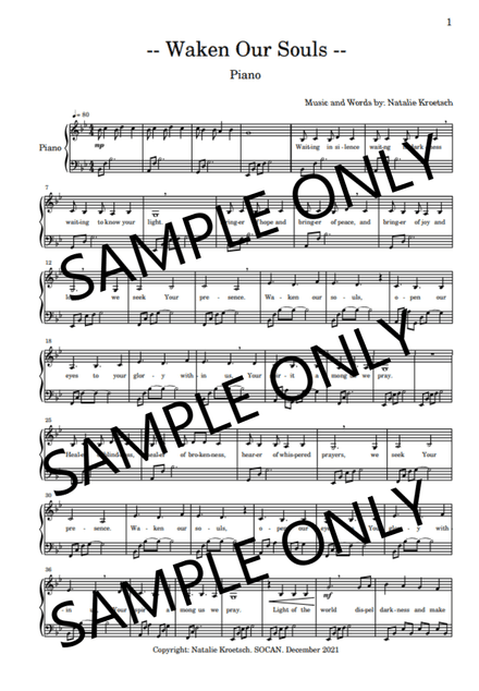 Waken Our Souls - Piano Accompaniment and Vocal Lead