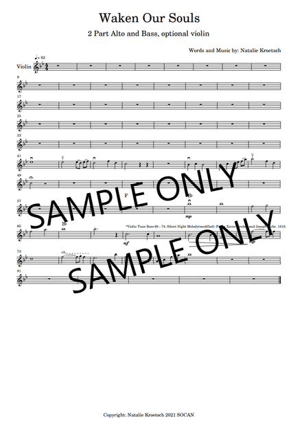 Waken Our Souls - optional violin/flute to 2 part alto and bass